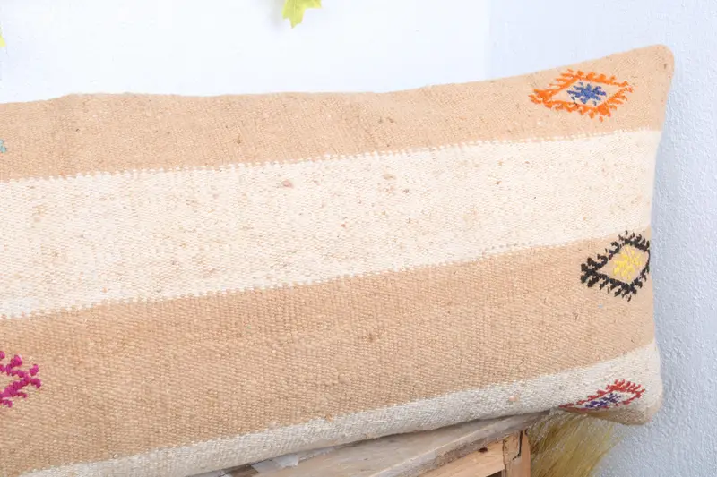 Cushion Case, 16x48 Beige Pillow Case, Bench Pillow Case, Vintage Kilim Throw Pillow, Turkish Bench Pillow Cover, Pillow for Sofa, Turkish Pillow - 4