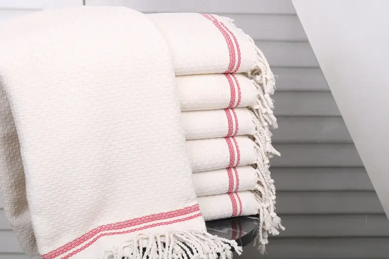 Personalized Red Cotton Towel, Kitchen Towel, 36x71 Inches