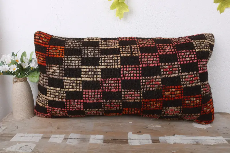 Kilim Pillow Cover, Handmade Kilim Cushion, Vintage Pillow, Luxury Cushion, Colorful Pillow Cover, 12x24 Brown Cushion, Cushion - 2