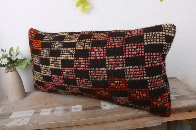 Kilim Pillow Cover, Handmade Kilim Cushion, Vintage Pillow, Luxury Cushion, Colorful Pillow Cover, 12x24 Brown Cushion, Cushion - 4