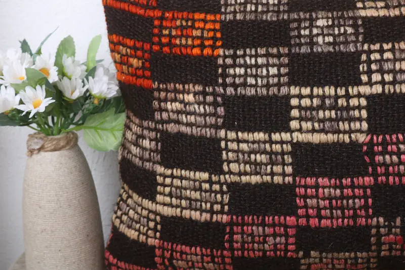 Kilim Pillow Cover, Handmade Kilim Cushion, Vintage Pillow, Luxury Cushion, Colorful Pillow Cover, 12x24 Brown Cushion, Cushion - 3
