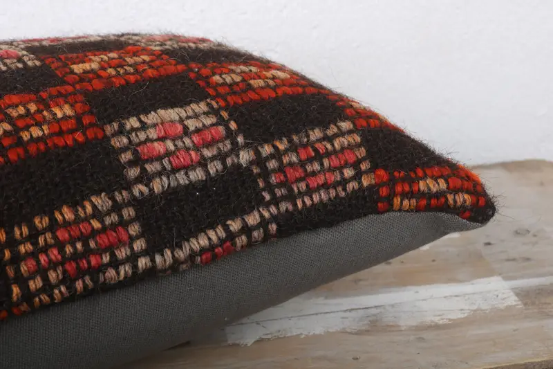 Kilim Pillow Cover, Handmade Kilim Cushion, Vintage Pillow, Luxury Cushion, Colorful Pillow Cover, 12x24 Brown Cushion, Cushion - 6