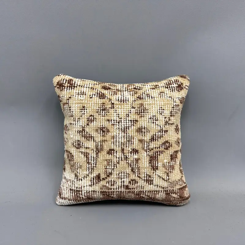 Kilim Cushion Sham, Pattern Throw Pillow, Kilim Pillow Cover, 12x12 Beige Cushion, Boho Pillow, Pillow Case, Knitted Pillow Cover - 4