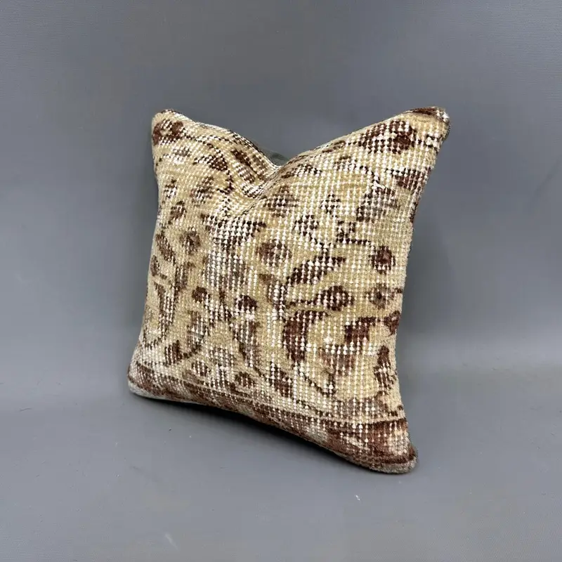 Kilim Cushion Sham, Pattern Throw Pillow, Kilim Pillow Cover, 12x12 Beige Cushion, Boho Pillow, Pillow Case, Knitted Pillow Cover - 3