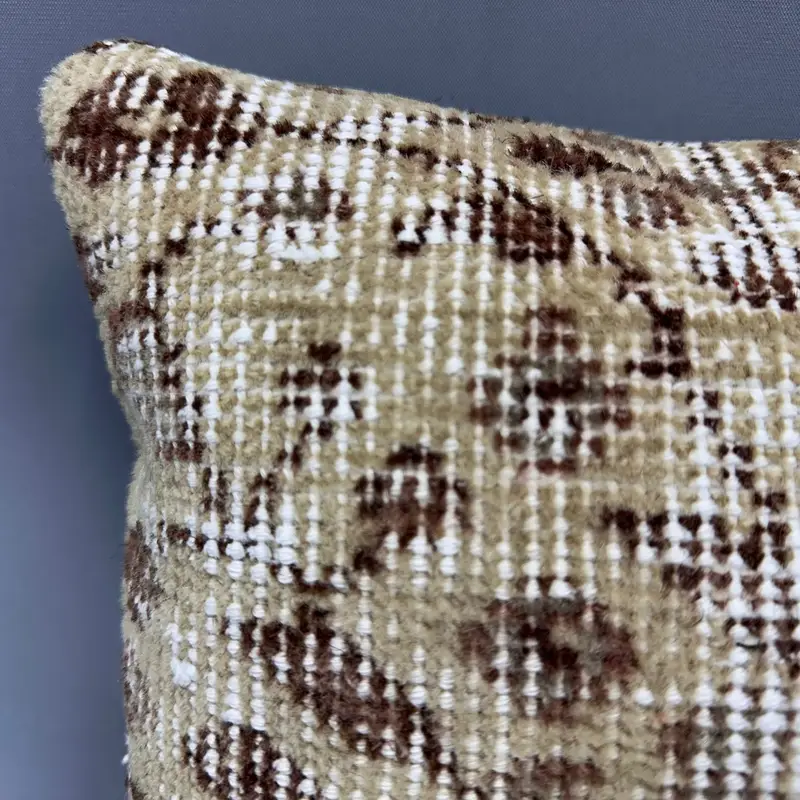Kilim Cushion Sham, Pattern Throw Pillow, Kilim Pillow Cover, 12x12 Beige Cushion, Boho Pillow, Pillow Case, Knitted Pillow Cover - 5