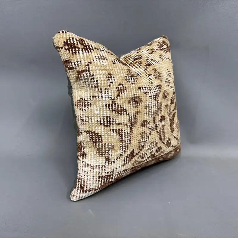 Kilim Cushion Sham, Pattern Throw Pillow, Kilim Pillow Cover, 12x12 Beige Cushion, Boho Pillow, Pillow Case, Knitted Pillow Cover - 2
