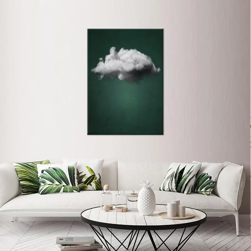 Cloud Canvas Art, Green Art ,Decor, Minimal Wall Art, Surreal Artwork, Trendy Canvas Art, Abstract Decor, Modern Canvas Art, Wall Decor - 3