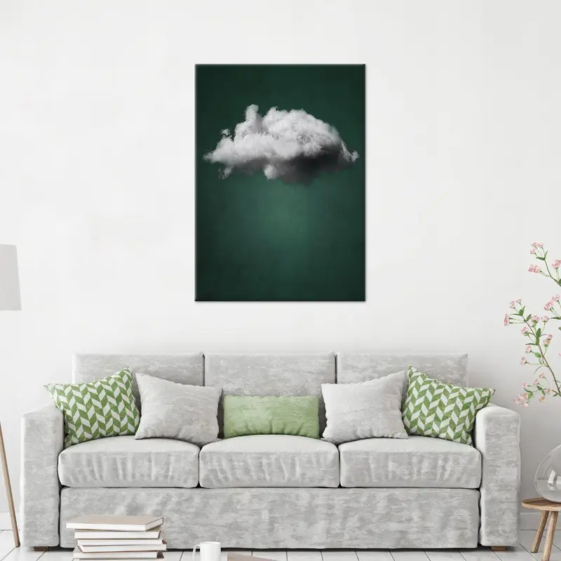 Cloud Canvas Art, Green Art ,Decor, Minimal Wall Art, Surreal Artwork, Trendy Canvas Art, Abstract Decor, Modern Canvas Art, Wall Decor - 1