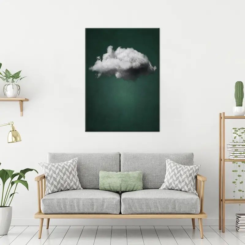 Cloud Canvas Art, Green Art ,Decor, Minimal Wall Art, Surreal Artwork, Trendy Canvas Art, Abstract Decor, Modern Canvas Art, Wall Decor - 2