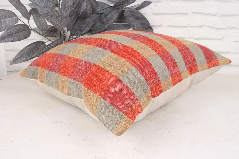 18x18 Red Cushion Cover, Cushion, Bolster Throw Cushion, Kilim Rug Pillow Sham, Bench Pillow, Home Decor Pillow, Vintage Pillow, Gift Pillow - 6