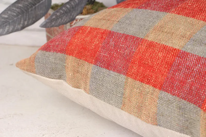 18x18 Red Cushion Cover, Cushion, Bolster Throw Cushion, Kilim Rug Pillow Sham, Bench Pillow, Home Decor Pillow, Vintage Pillow, Gift Pillow - 7