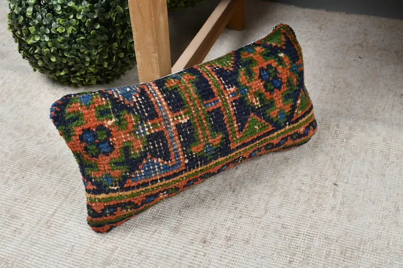 8x16 Blue Pillow Sham, Pillow, Kilim Pillow Cover, Kilim Cushion Sham, Bolster Pillow Sham, Interior Designer Pillow - 7