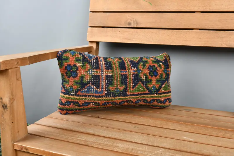 8x16 Blue Pillow Sham, Pillow, Kilim Pillow Cover, Kilim Cushion Sham, Bolster Pillow Sham, Interior Designer Pillow - 1