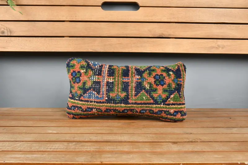8x16 Blue Pillow Sham, Pillow, Kilim Pillow Cover, Kilim Cushion Sham, Bolster Pillow Sham, Interior Designer Pillow - 6