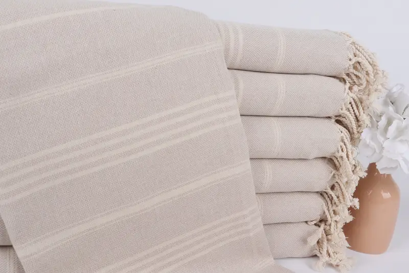 Bridesmaid Favors Beige Cotton Towel, Personalized Beach Towel, 40x67 Inches