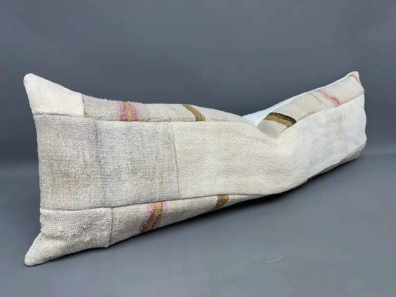 Cushion Cover, Ethnical Kilim Rug Pillow, Retro Throw Cushion Case, Antique Pillows, Accent Throw Pillow Case, 16x48 Beige Pillow, Vintage Pillow - 2
