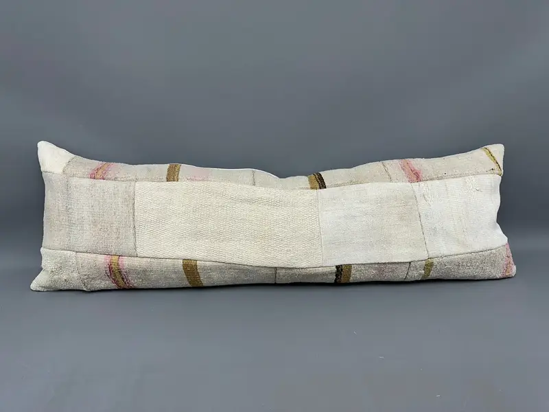 Cushion Cover, Ethnical Kilim Rug Pillow, Retro Throw Cushion Case, Antique Pillows, Accent Throw Pillow Case, 16x48 Beige Pillow, Vintage Pillow - 4