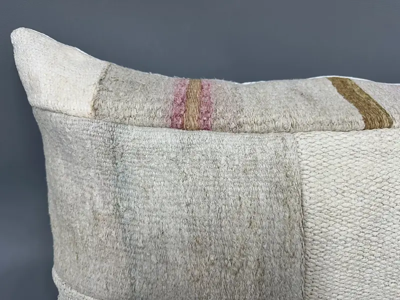 Cushion Cover, Ethnical Kilim Rug Pillow, Retro Throw Cushion Case, Antique Pillows, Accent Throw Pillow Case, 16x48 Beige Pillow, Vintage Pillow - 5