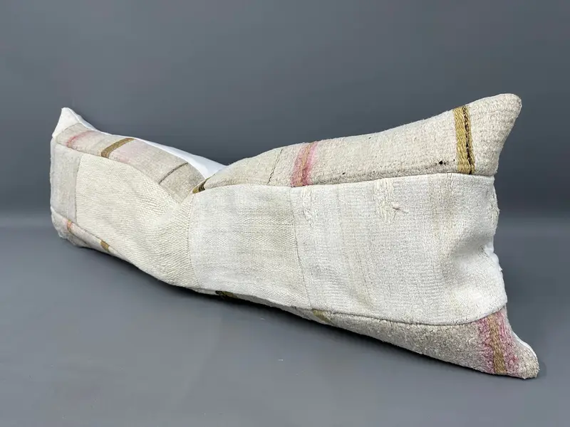 Cushion Cover, Ethnical Kilim Rug Pillow, Retro Throw Cushion Case, Antique Pillows, Accent Throw Pillow Case, 16x48 Beige Pillow, Vintage Pillow - 3