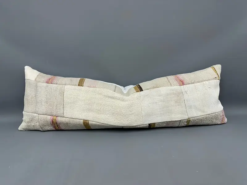 Cushion Cover, Ethnical Kilim Rug Pillow, Retro Throw Cushion Case, Antique Pillows, Accent Throw Pillow Case, 16x48 Beige Pillow, Vintage Pillow - 1