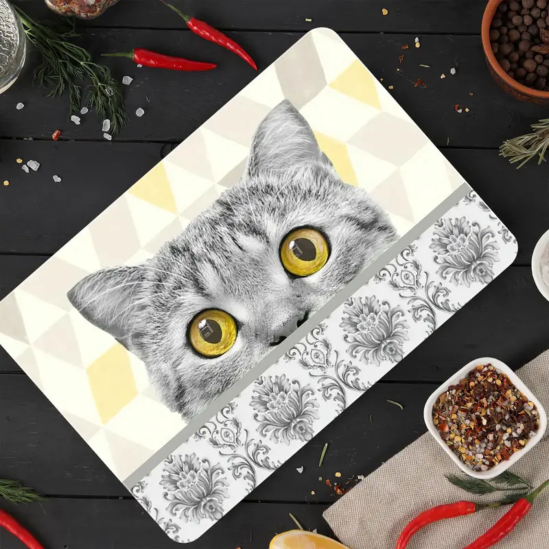Mutfak için Sevimli Kedi Tasarımlı Modern Cam Kesme Tahtası