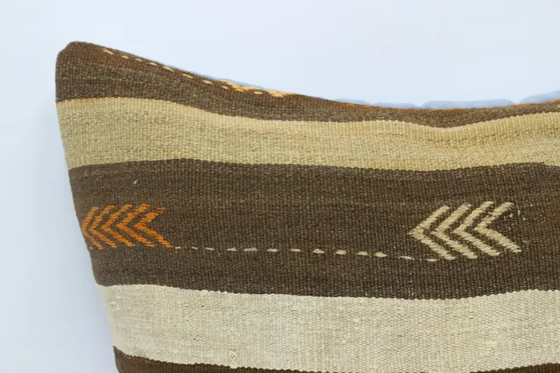 Handwoven Pillow Sham, Antique Pillows, Cushion, Pillow for Sofa, Kilim Pillow Cover, Ottoman Cushion, 28x28 Brown Pillow Cover - 2