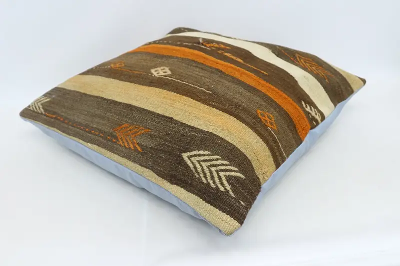 Handwoven Pillow Sham, Antique Pillows, Cushion, Pillow for Sofa, Kilim Pillow Cover, Ottoman Cushion, 28x28 Brown Pillow Cover - 6