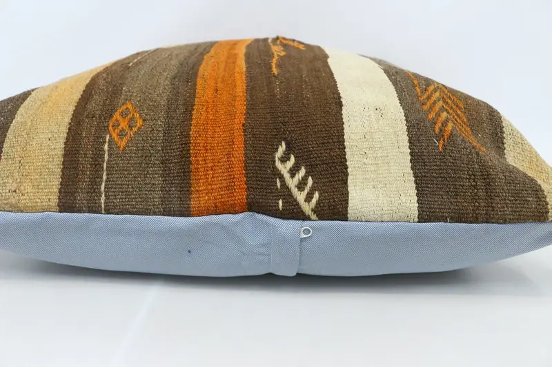 Handwoven Pillow Sham, Antique Pillows, Cushion, Pillow for Sofa, Kilim Pillow Cover, Ottoman Cushion, 28x28 Brown Pillow Cover - 5