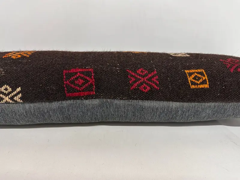 Pillow for Sofa, Neutral Throw Cushion Case, Kilim Pillow, Pillow Sham, Aesthetic Pillow Cover, Antique Pillows, 12x36 Brown Cushion - 5