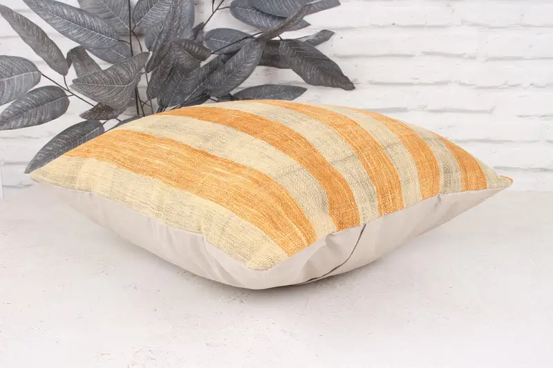 Vintage Pillow, Vintage Kilim Throw Pillow, Indoor Pillow Cover, Anatolian Pillow, 18x18 Orange Cushion, Cushion, Interior Designer Pillow - 6