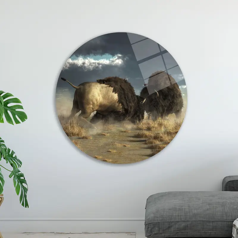 エレガントなバイソン バトル グラス: アメリカバイソンのアートワークをプリント