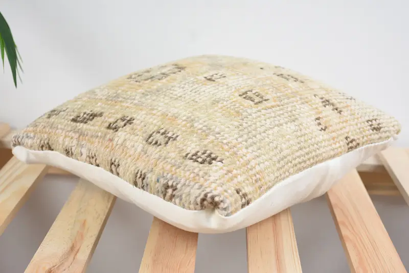 12x12 Beige Cushion Cover, Pillow, Throw Kilim Pillow, Anatolian Pillow Sham, Pillow for Sofa, Turkish Corner Cushion Case, Interior Designer Pillow - 6