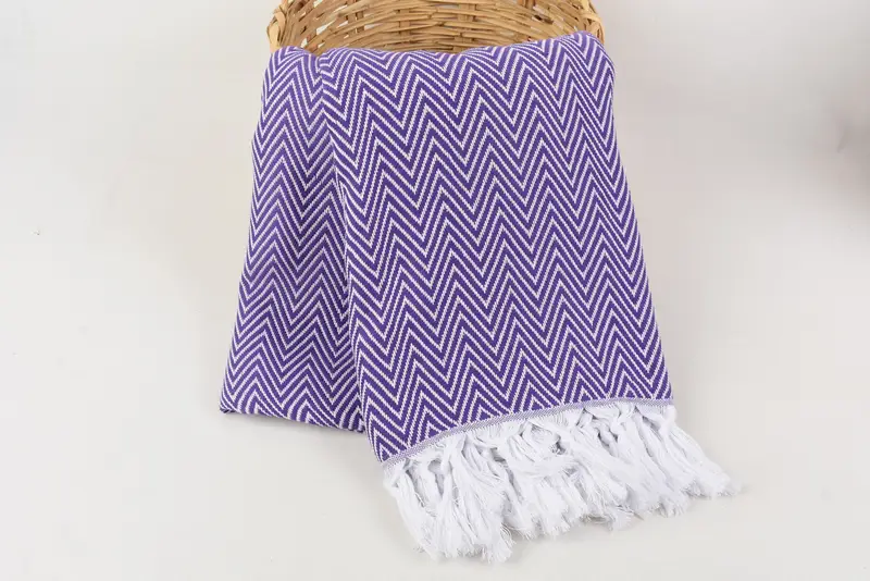 Valentine Day Gift For Her, 96x80 Cotton Chevron Towel, Bedspread, Housewarming Gift, Personalized Wedding Gift For Couple, Monogram Blanket - 5