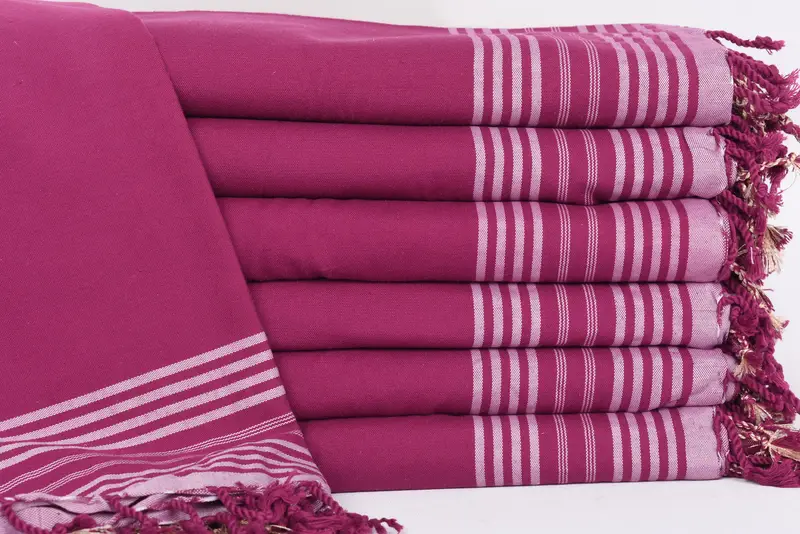 Monogrammed Beach Towel, Purple Striped Organic Cotton, 75x40 Inches