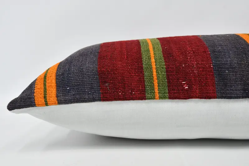 Pillow Case, Turkish Kilim Pillow, 16x36 Red Pillow Cover, Pillow for Sofa, Throw Kilim Pillow, Nautical Throw Pillow Case - 5