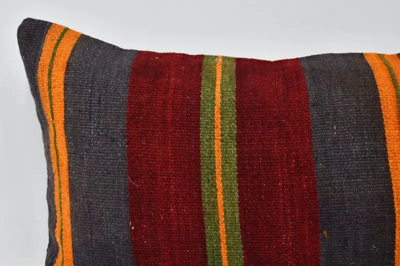 Pillow Case, Turkish Kilim Pillow, 16x36 Red Pillow Cover, Pillow for Sofa, Throw Kilim Pillow, Nautical Throw Pillow Case - 2