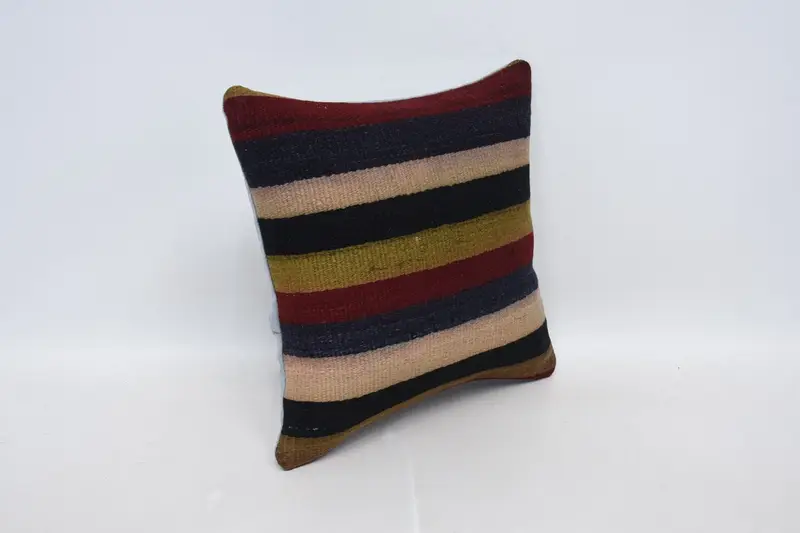 16x16 Brown Pillow Cover, Kilim Pillow Cover, Pillow Case, Turkish Pillow, Interior Designer Pillow, Hippie Throw Cushion Case - 3