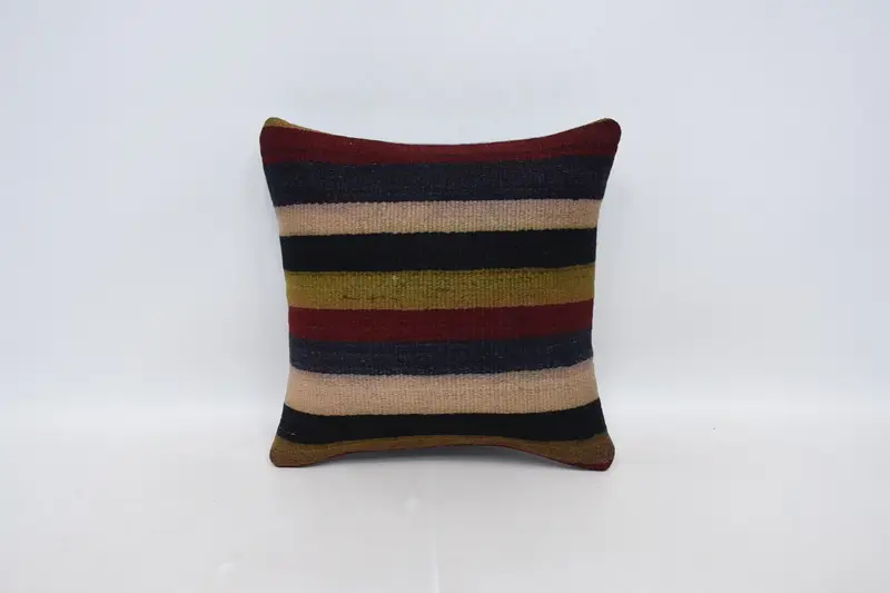 16x16 Brown Pillow Cover, Kilim Pillow Cover, Pillow Case, Turkish Pillow, Interior Designer Pillow, Hippie Throw Cushion Case - 1