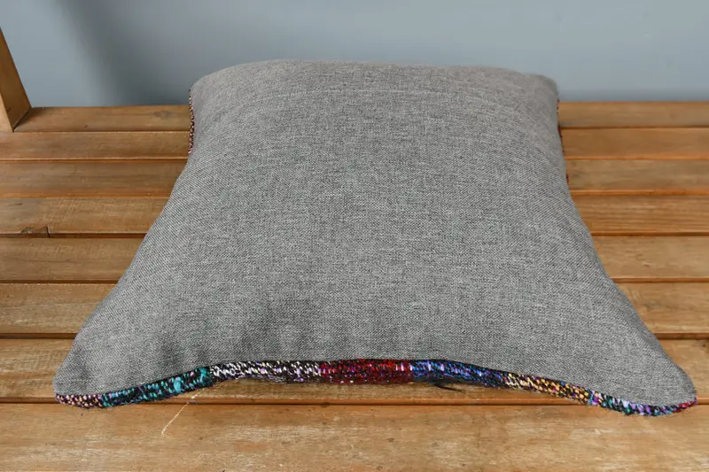 Pillow Case, Authentic Cushion Case, 16x16 Blue Pillow Case, Turkish Pillow, Turkish Kilim Pillow, Ethnical Kilim Rug Pillow - 5