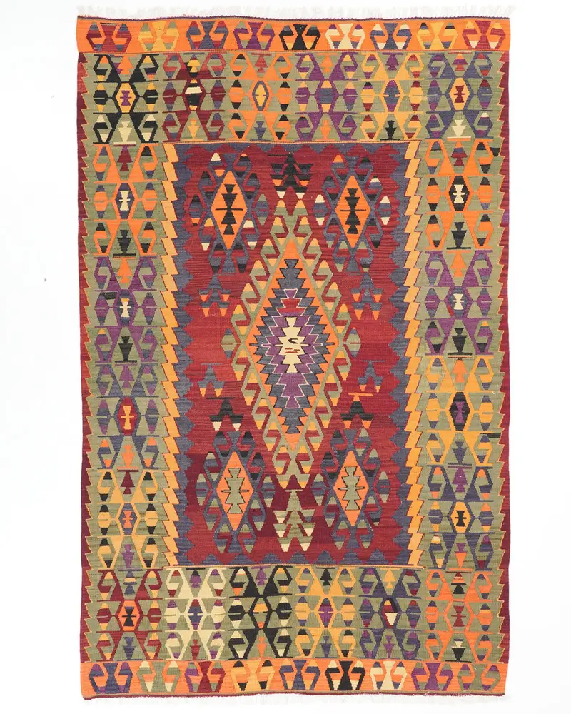 Kırmızı & Mavi Halı, 5,5x8,6 ft Zarif Döşeme