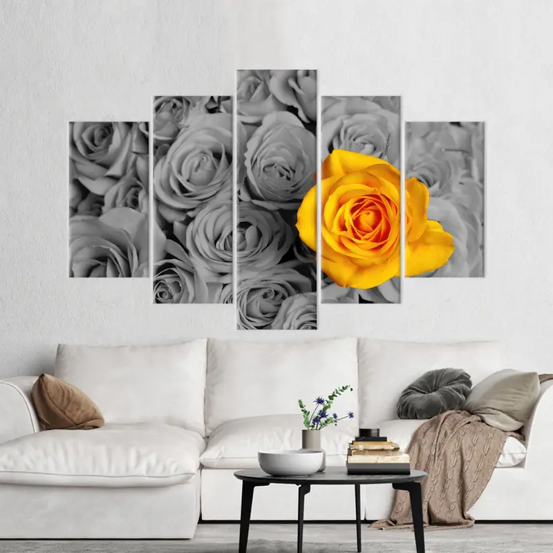 Yellow Canvas Art, Rose Art Decor, Modern Wall Art, Luxury Art Decor, Vogue Wall Art, Fashion Art Decor, Modern Wall Art, Home Decor Art - 7