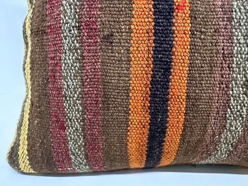 Cushion Case, Throw Kilim Pillow, Armchair Pillow Case, 12x36 Brown Cushion Case, Vintage Kilim Pillow, Interior Designer Pillow - 4