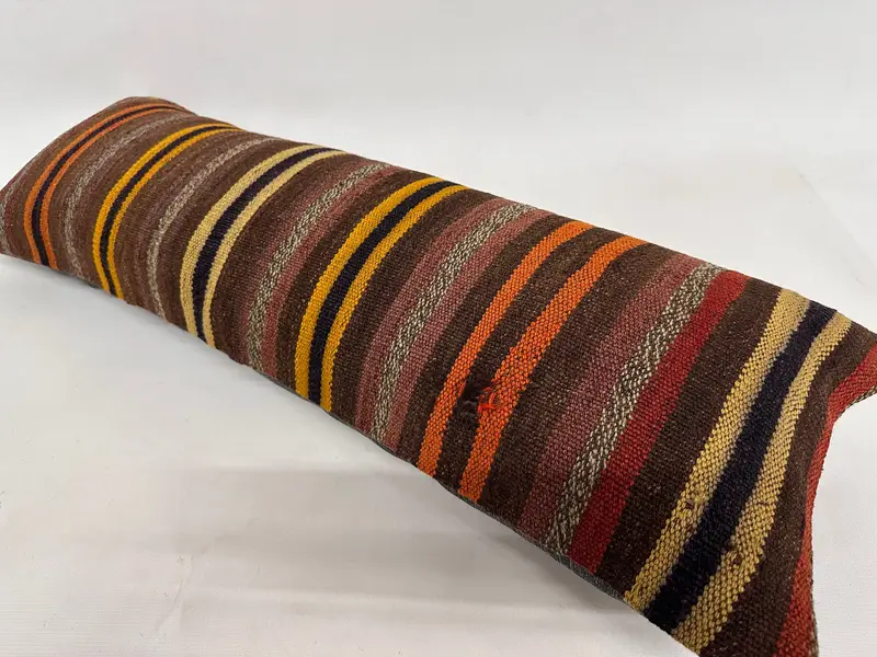 Cushion Case, Throw Kilim Pillow, Armchair Pillow Case, 12x36 Brown Cushion Case, Vintage Kilim Pillow, Interior Designer Pillow - 6