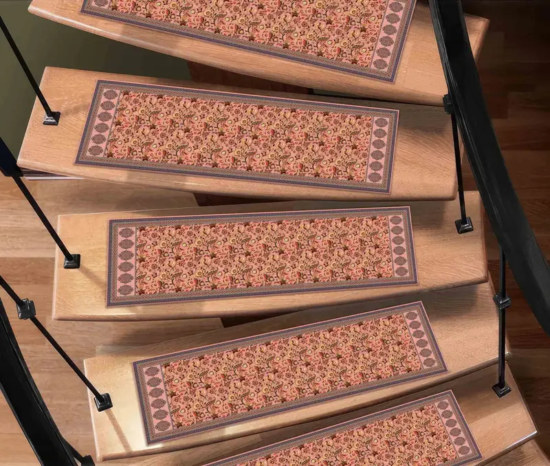 Yellow Flower Kilim Stair Rug, Bohemian Farmhouse Print Design