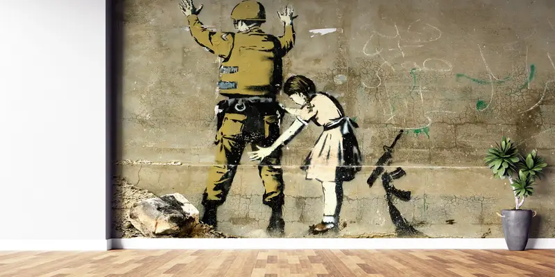 Banksy Political Wall Paper,Paper Wall Art ,Modern Wall Paper,Wall Paper Peel and Stick,Banksy Girl Wall Paper,Painting Wall Print, - 6
