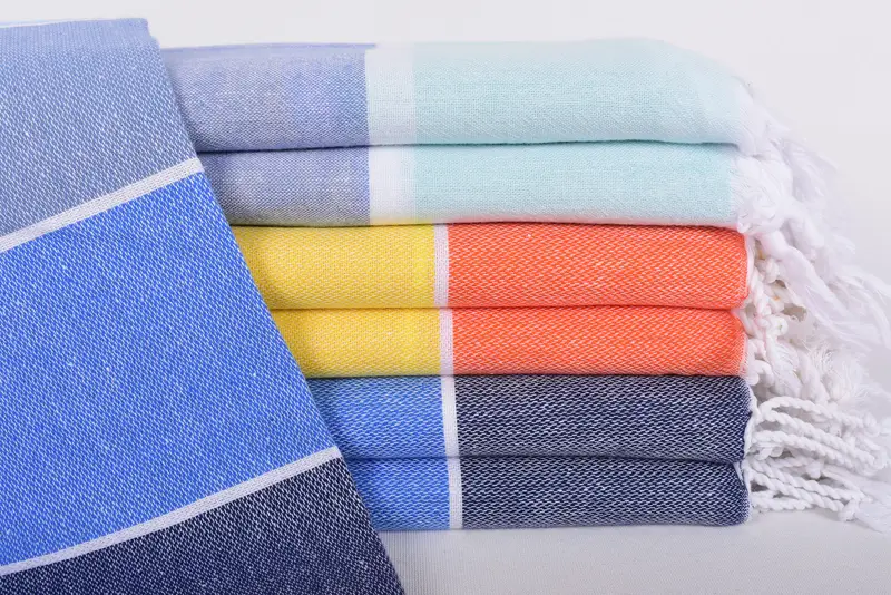 Turkish Towel, 70x40 Inches, Organic Cotton, Red & White, Coastal