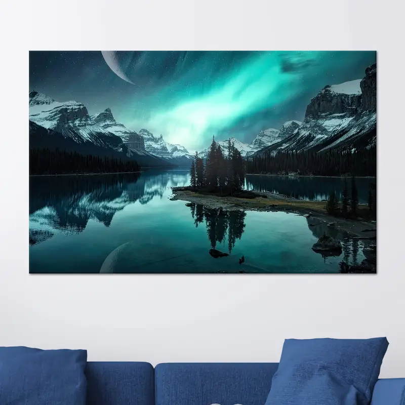 Enchanting Northern Lights Canvas: Vibrant Sky & Landscape Art
