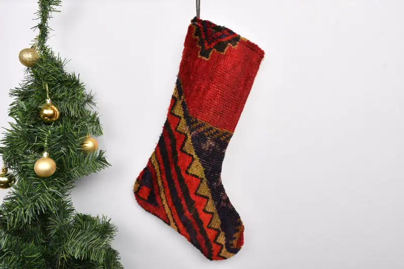 Patrón de adornos navideños festivos, calcetín navideño de 7 pulgadas de ancho