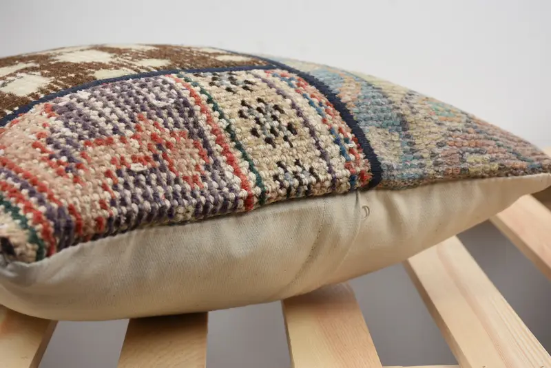 Pillow Cover, Kilim Cushion Sham, Boho Chic Pillow Cover, Vintage Pillow, Kilim Pillow Cover, 14x14 Orange Pillow Case, Handmade Pillow Case - 5
