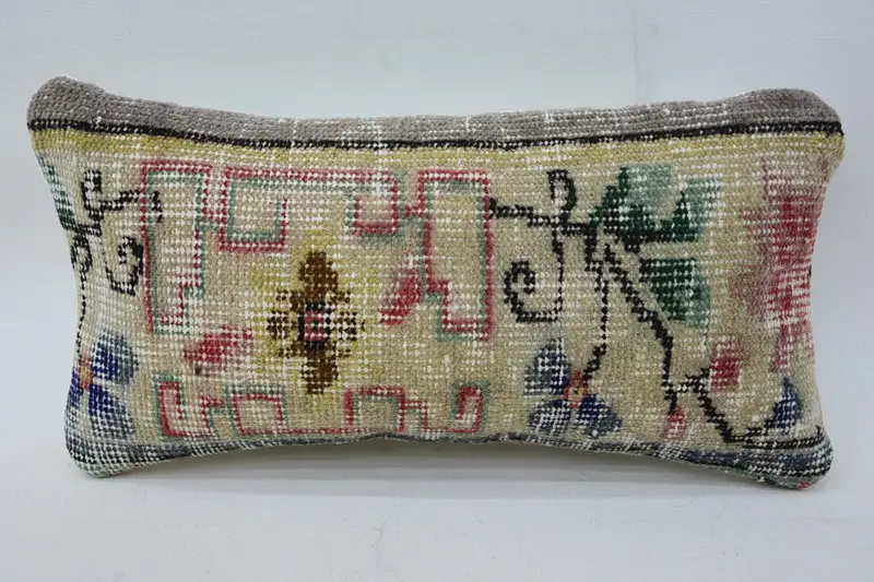Pillow, Christmas Pillow Sham, Kilim Pillow, Outdoor Throw Cushion Case, Gift Pillow, 8x16 Beige Cushion Cover, Pillow for Couch - 1